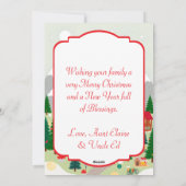 Folk Art Vintage Christmas Village Personalized  シーズンカード (裏面)