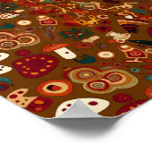 Folk Art Wild Mushroom Design ポスター (角)