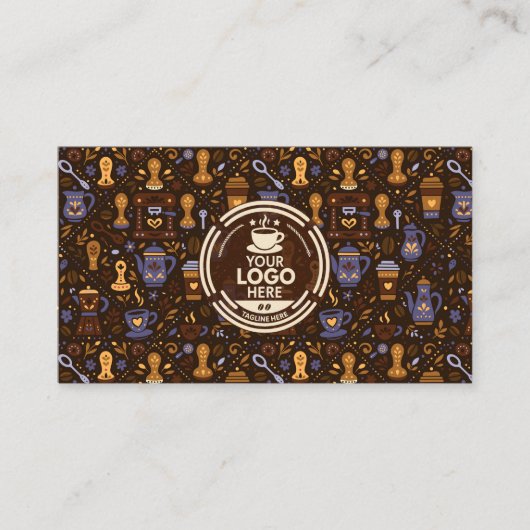 Folk coffee brand badge — cocoa with caramel 名刺 (正面)