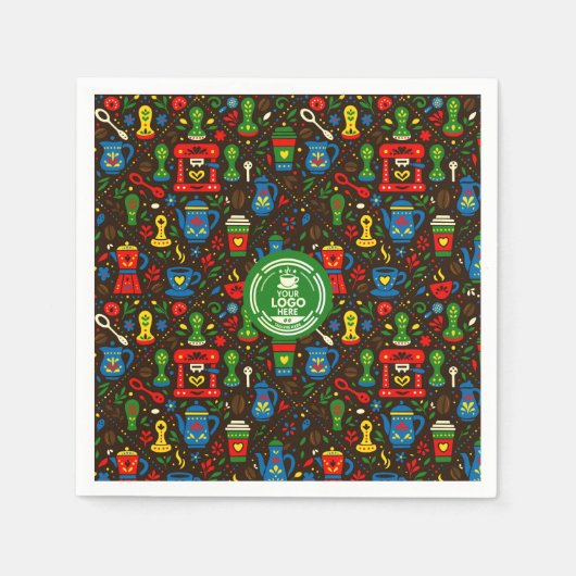 Folk coffee logo badge cafe スタンダードカクテルナプキン (正面)