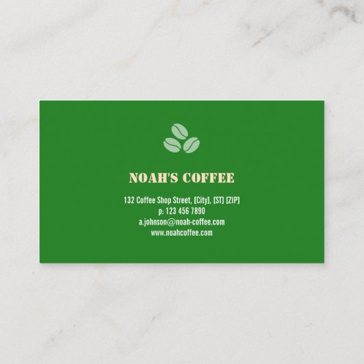 Folk coffee logo badge with green contact back 名刺 (裏面)