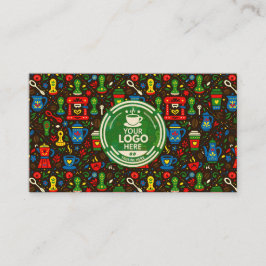 Folk coffee logo badge with green contact back 名刺