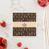 Folk coffee napkins — cocoa, caramel & slate band スタンダードカクテルナプキン (インサイチュ)