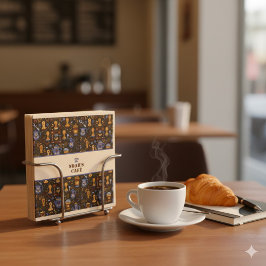 Folk coffee napkins — cocoa, caramel & slate band スタンダードカクテルナプキン
