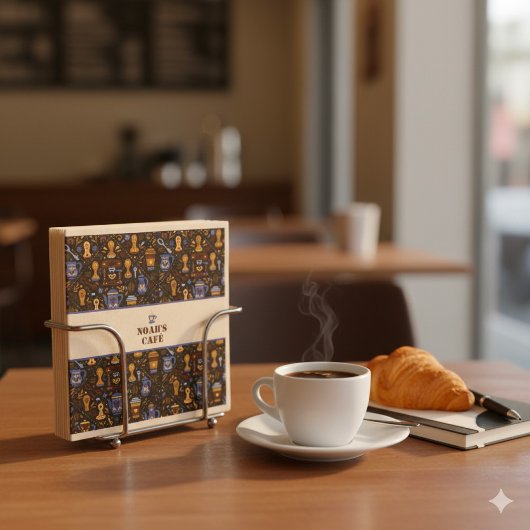 Folk coffee napkins — cocoa, caramel & slate band スタンダードカクテルナプキン