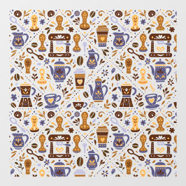 Folk coffee pattern for barista shop ウィンドウサイン