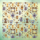 Folk coffee pattern for barista shop ウィンドウサイン (シート3)