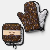 Folk coffee tools — cocoa brown with caramel 鍋つかみ&鍋敷きセット (正面/裏面)