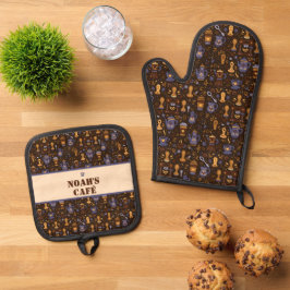 Folk coffee tools — cocoa brown with caramel 鍋つかみ&鍋敷きセット