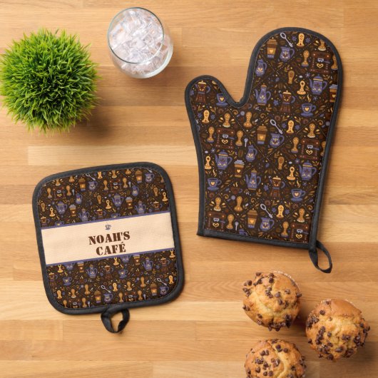 Folk coffee tools — cocoa brown with caramel 鍋つかみ&鍋敷きセット (トップダウン)