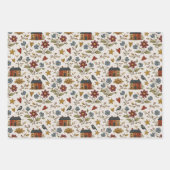 Folk Cottage Hearts Garden Pattern ラッピングペーパーシート (正面2)