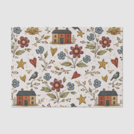 Folk Cottage Hearts Garden Pattern 薄葉紙