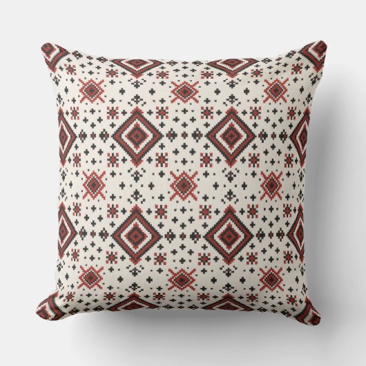 Folk Diamond Cross Stitch Seamless Pattern クッション (正面)