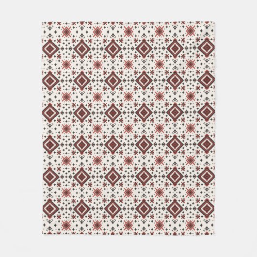 Folk Diamond Cross Stitch Seamless Pattern フリースブランケット (正面)