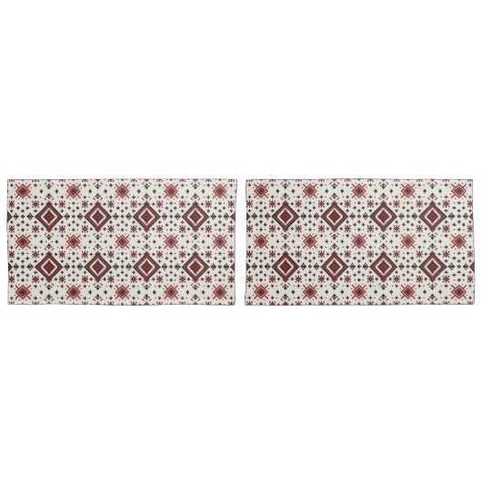 Folk Diamond Cross Stitch Seamless Pattern 枕カバー (正面-セット)