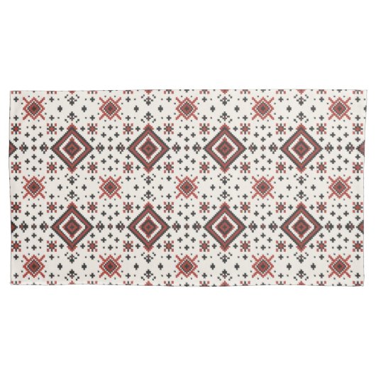 Folk Diamond Cross Stitch Seamless Pattern 枕カバー (正面左)