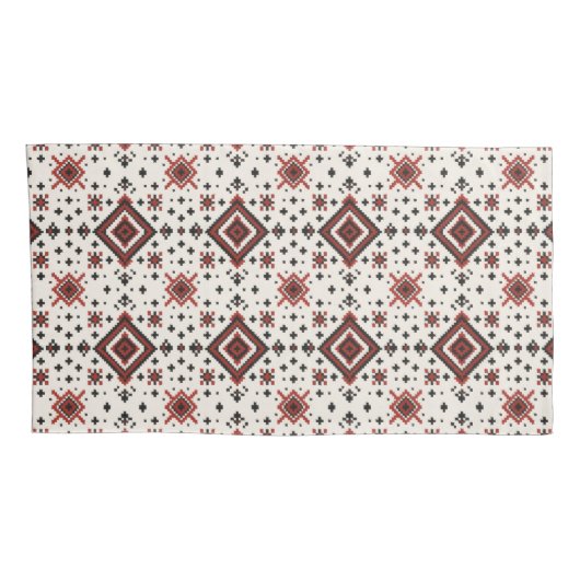 Folk Diamond Cross Stitch Seamless Pattern 枕カバー (裏面-右)