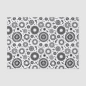 Folk Floral Black and White Flowers Boho Chic 薄葉紙 (正面)