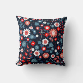 Folk floral cultural flower artwork クッション