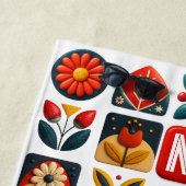 Folk Floral Summer Vibes - Personalized Monogram ビーチタオル (インサイチュ)