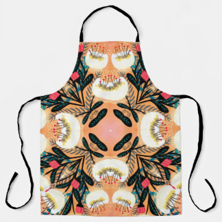 Folk floral symmetric seamless pattern hand painte エプロン