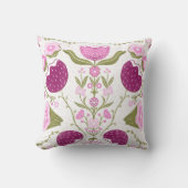Folk Floral Throw – Pink & Burgundy Botanic. クッション (正面)