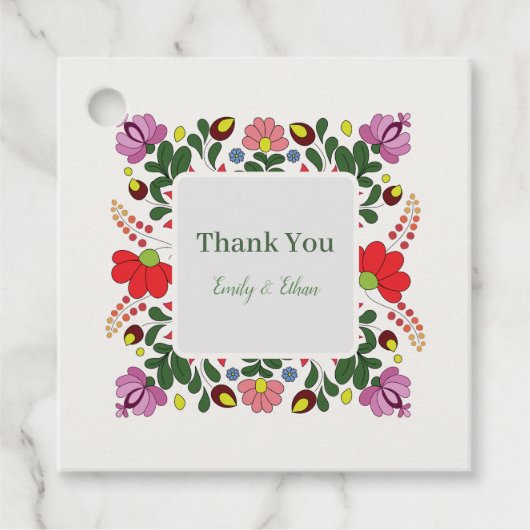 Folk Floral Wedding Custom Design フェイバータグ (正面)