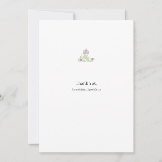 Folk Floral Wedding Thank You Minimal Design サンキューカード (正面)
