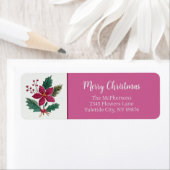 Folk Florals Christmas Return Address Labels ラベル (インサイチュ)