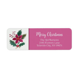 Folk Florals Christmas Return Address Labels ラベル