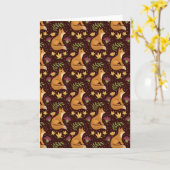 Folk Foxes Greeting Card カード (黄色い花)