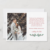 Folk Holly Frame Merry & Married Christmas Photo シーズンカード (裏面)