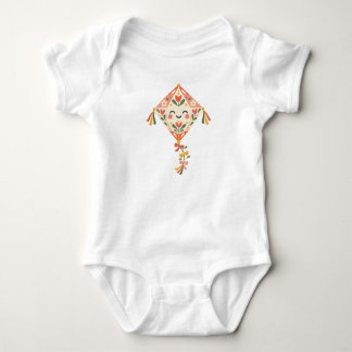 Folk Kite - Cute Floral Babies Design ベビーボディスーツ