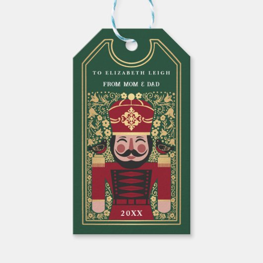 Folk Nutcracker Christmas Personalized Ornament ギフトタグ (正面)