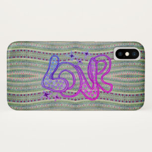 Folk Psychedelic Pretty Hearts Love iPhone X ケース