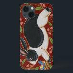 Folk Rabbit iPhone 13ケース<br><div class="desc">Get this modern piece of artwork today with a brown and red background. This piece of art contains a black and white rabbit which appears to be running. The details in this image are very sharp and vivid. It's a contemporary art piece that will be perfect for any type of...</div>
