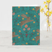 Folk Rabbits カード (黄色い花)