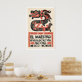 Folk Serpent Art Print, Mexican Graphic Poster ポスター (キッチン)