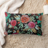 Folk Watercolor Flowers ランバークッション (ブランケット)