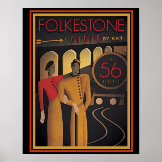 Folkestone London by Railアールデコポスター16 x 20 ポスター (正面)