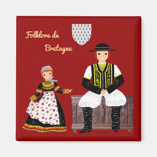 Folklore de Bretagne, France マグネット (正面)