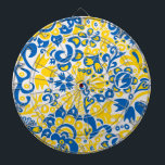 Folklore pattern with Ukrainian flag colors ダーツボード<br><div class="desc">Folklore pattern with Ukrainian flag colors blue and yellow</div>