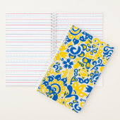 Folklore pattern with Ukrainian flag colors ノートブック (内側)
