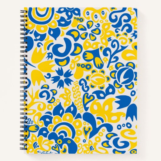 Folklore pattern with Ukrainian flag colors ノートブック (正面)