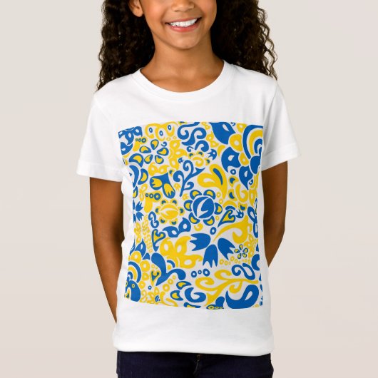 Folklore pattern with Ukrainian flag colors  Tシャツ (正面)