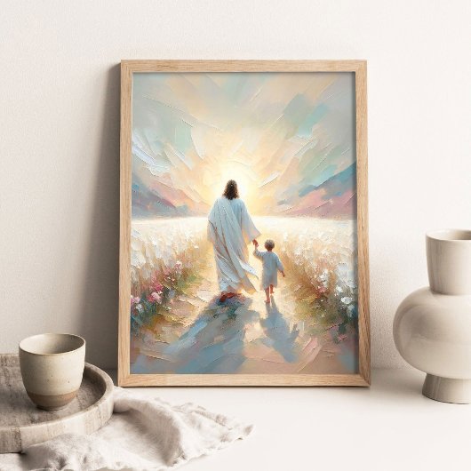 Follow His Light, Modern Christian Art, Jesus Walk ポスター