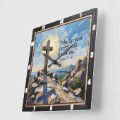 Follow Me: Take Up Your Cross スクエア壁時計 (傾斜)