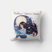 Follow The Star Celestial Dreamy Woman Portrait クッション (正面)