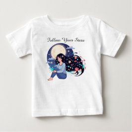 Follow The Star Celestial Dreamy Woman Portrait ベビーTシャツ