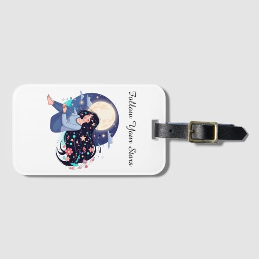 Follow The Star Celestial Dreamy Woman Portrait ラゲッジタグ (正面横)